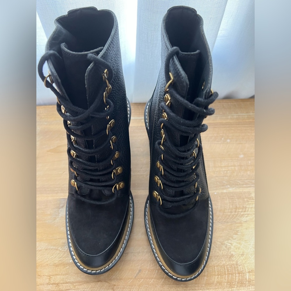 Tory Burch Miller 95mm Lug Sole Bootie Size 6 In Perfect Black New - Picture 3 of 11